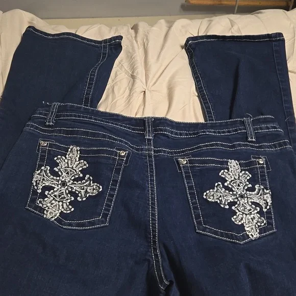 Revolt size 16 boot cut jeans embellished pockets - Picture 1 of 5